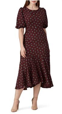 B Collection by Bobeau Dara puff sleeve polka dot maxi dress Size small Retro